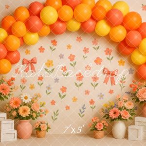 Kate Printemps Fleurs Orange Ballon Arche Toile de fond conçue par Patty Roberts