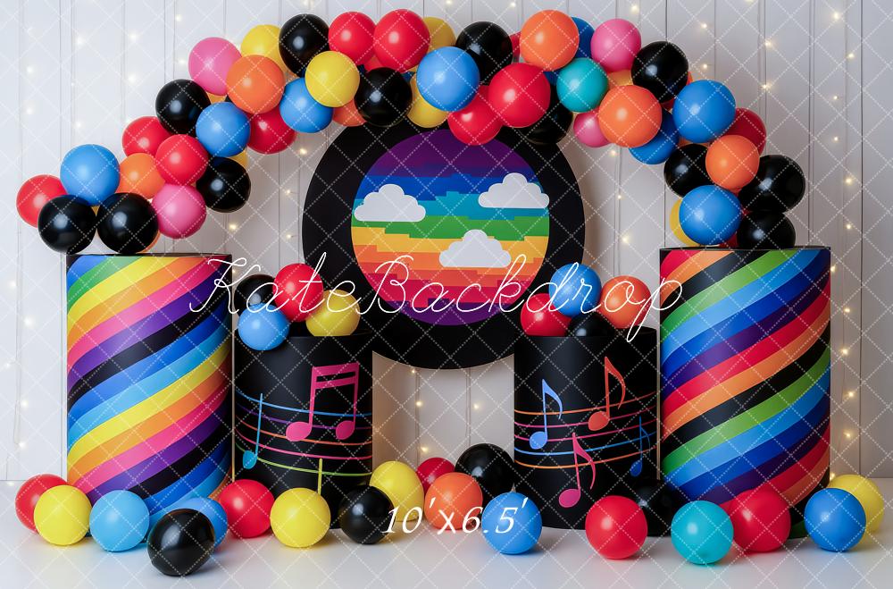 Kate Anniversaire Musique Coloré Ballon Toile de fond conçue par Patty Roberts – Image 3