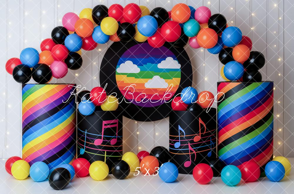 Kate Anniversaire Musique Coloré Ballon Toile de fond conçue par Patty Roberts – Image 4