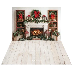 Kate Noël Bougies Cheminée Armoire Toile de fond+Blanc Bois Sol Toile de fond