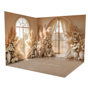 Kate Bohème Fleur Fenêtre Herbe de la pampa Ensemble de chambre