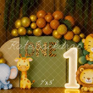 BH1056306D.jpgv1751877751 Kate 1er anniversaire Jungle Safari Animaux Toile de fond conçue par Patty Roberts