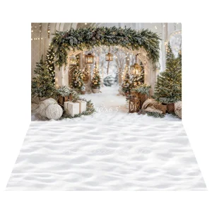 Kate Noël Arche Neige Arbres Lumière Toile de fond+Hiver Neige Sol Blanc Toile de fond