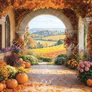 Kate Automne Fleur Citrouille Rétro Arche Champ Toile de fond conçue par Emetselch