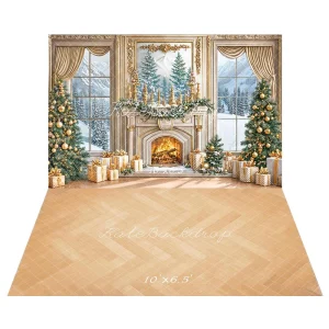 Kate Noël Salon Cheminée Montagne Toile de fond+Bois Chevron Parquet Sol Toile de fond