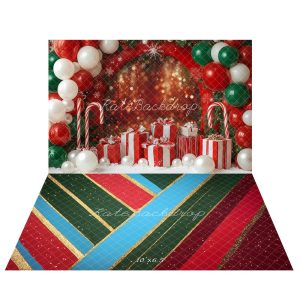 Kate Noël Ballons Cadeaux Arche Toile de fond+Abstrait Rayures Coloré Sol Toile de fond