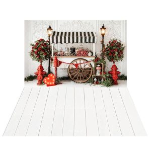 Kate Saint Valentin Chariot Roses Toile de fond+Blanc Plancher en Bois Sol Toile de fond