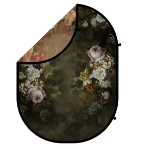 Kate Double-face Fleur Vert Sombre/Brun Toile de fond Pliable 5x6.5pi(1.5x2m)