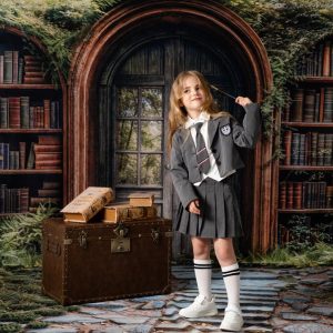 Kate Forêt Étagère à livres Scolaire Arche Toile de fond+Herbe Escaliers en Pierre Sol Toile de fond