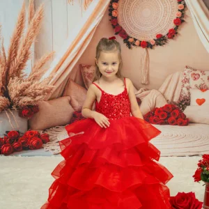 DSC09576_a0d919b1-b8da-410b-b347-1b58735e0a7b.jpgv1742177827 Kate Printemps Rouge Paillettes Tulle Robe Enfant Pour la Photographie