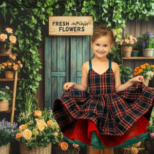 DSC09932_d1d90920-6478-4f47-b08c-9af2bcdeec0f.jpgv1742178532 Kate Printemps/Été Motif à Carreaux Robe à lacets Enfant Pour la Photographie