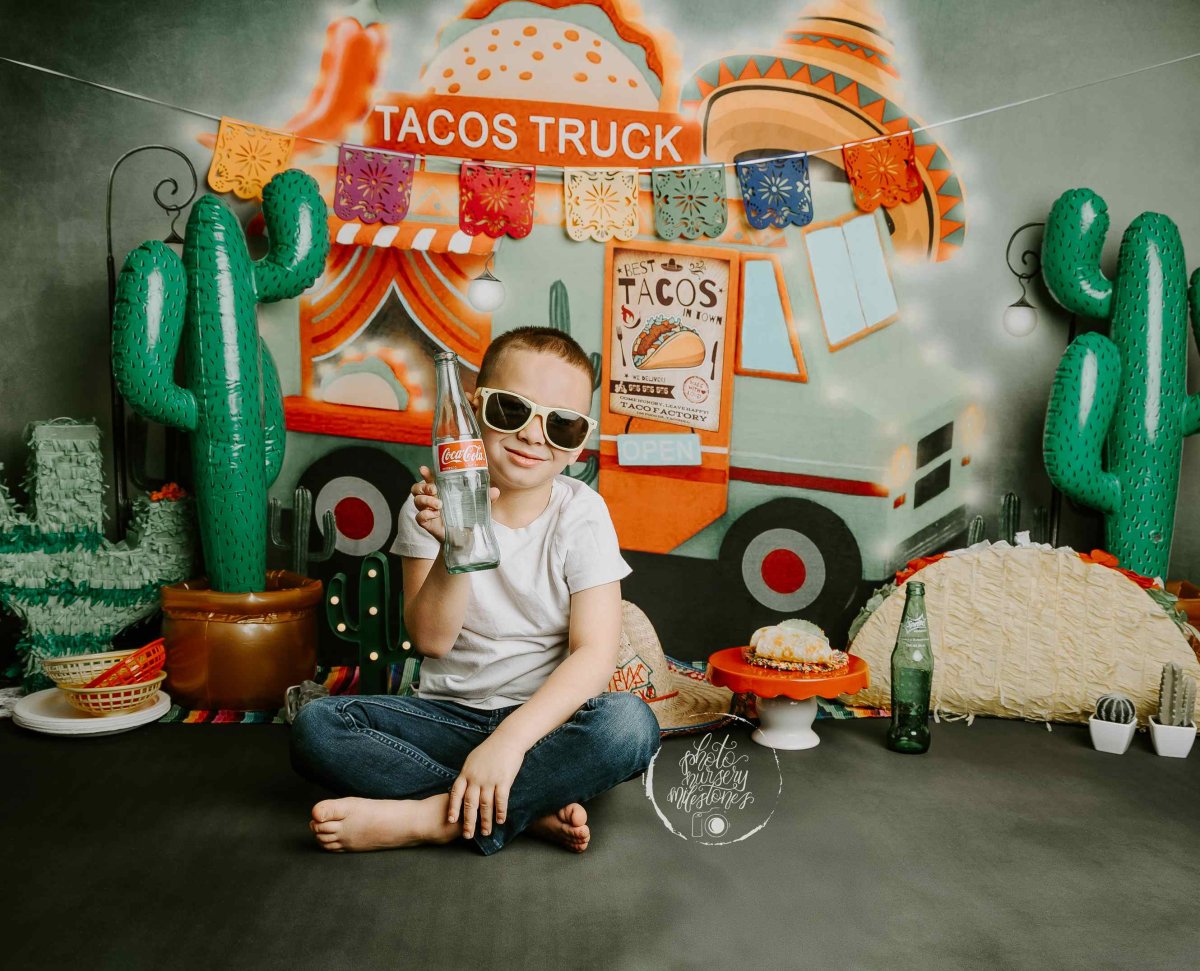 Kate Camion de Tacos Toile de fond+Vert Flou Tapis de sol en Caoutchouc