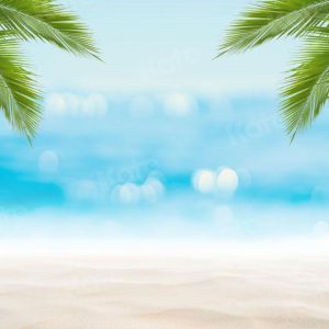 Kate Plage Été Feuilles de cocotier Mer Bokeh Toile de fond pour la photographie