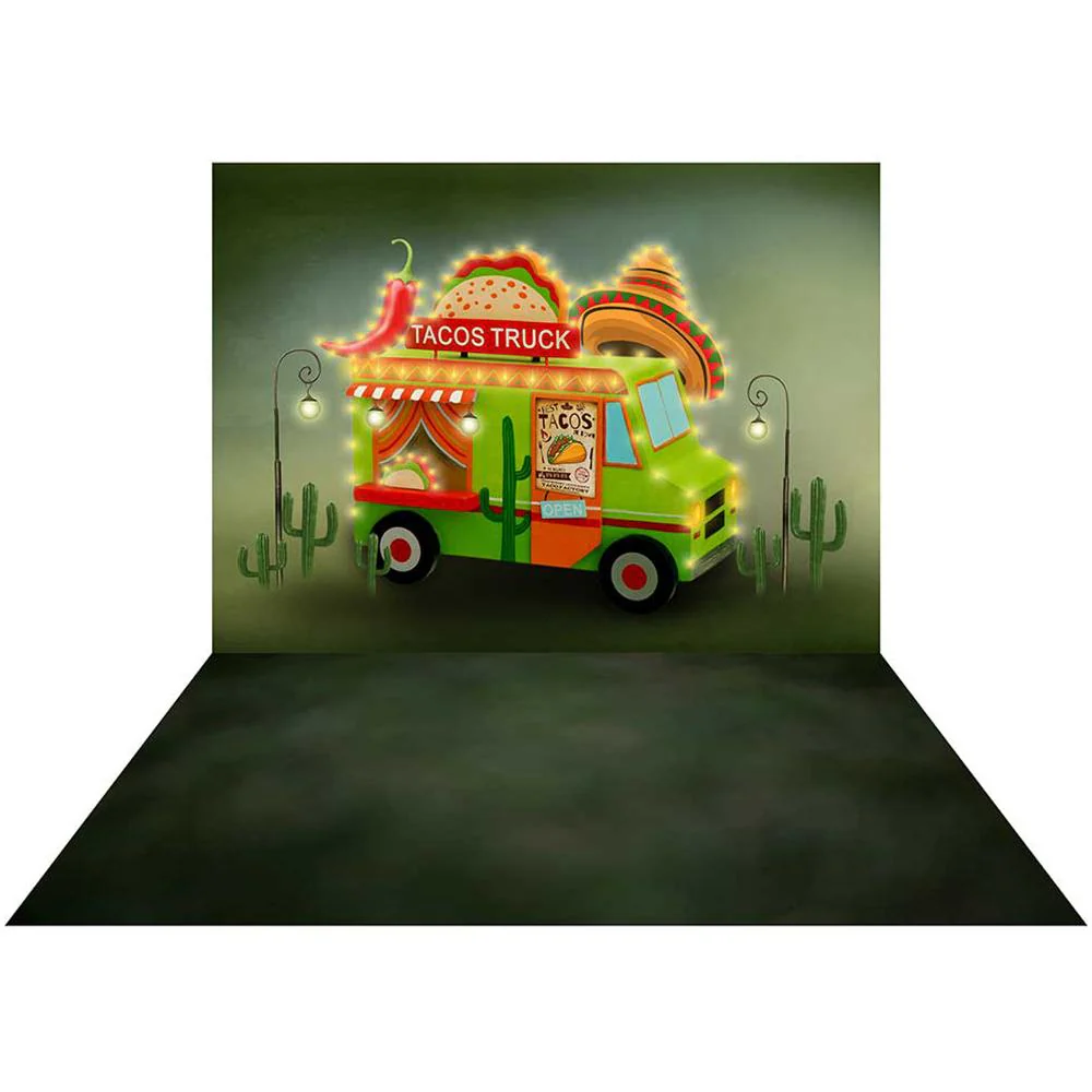 Kate Camion de Tacos Toile de fond+Vert Flou Tapis de sol en Caoutchouc – Image 2