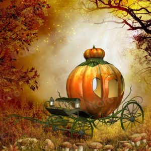 Kate Automne Forêt Chariot de citrouille Toile de fond pour la photographie