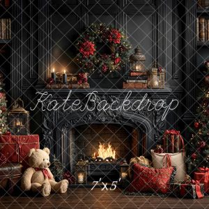 Kate Noël Cheminée Ours Cadeaux Toile de fond conçue par Emetselch