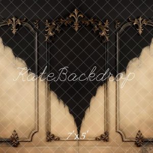 Kate Architecture Baroque Mur Noir Beige Toile de fond conçue par Mini MakeBelieve