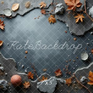 Kate Automne Feuilles Roches Gris Sol Toile de fond conçue par Laura Bybee