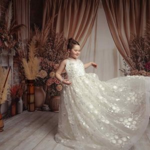 Kate Bohème Fleur Cheminée Rideau Beige Ensemble de chambre